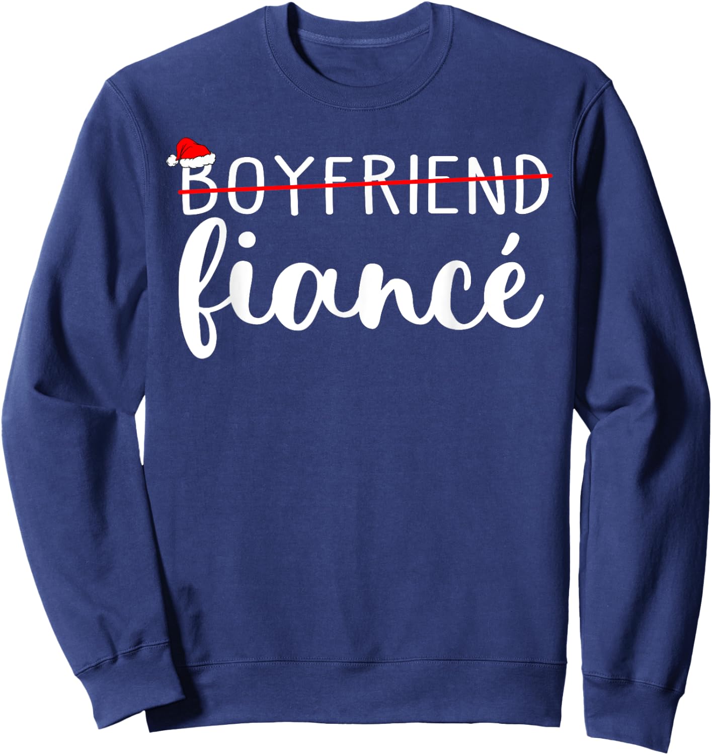 Fiance Fiancee Engaged Couples Matching Christmas Pajama Sweatshirt - Sweatshirt | Navy