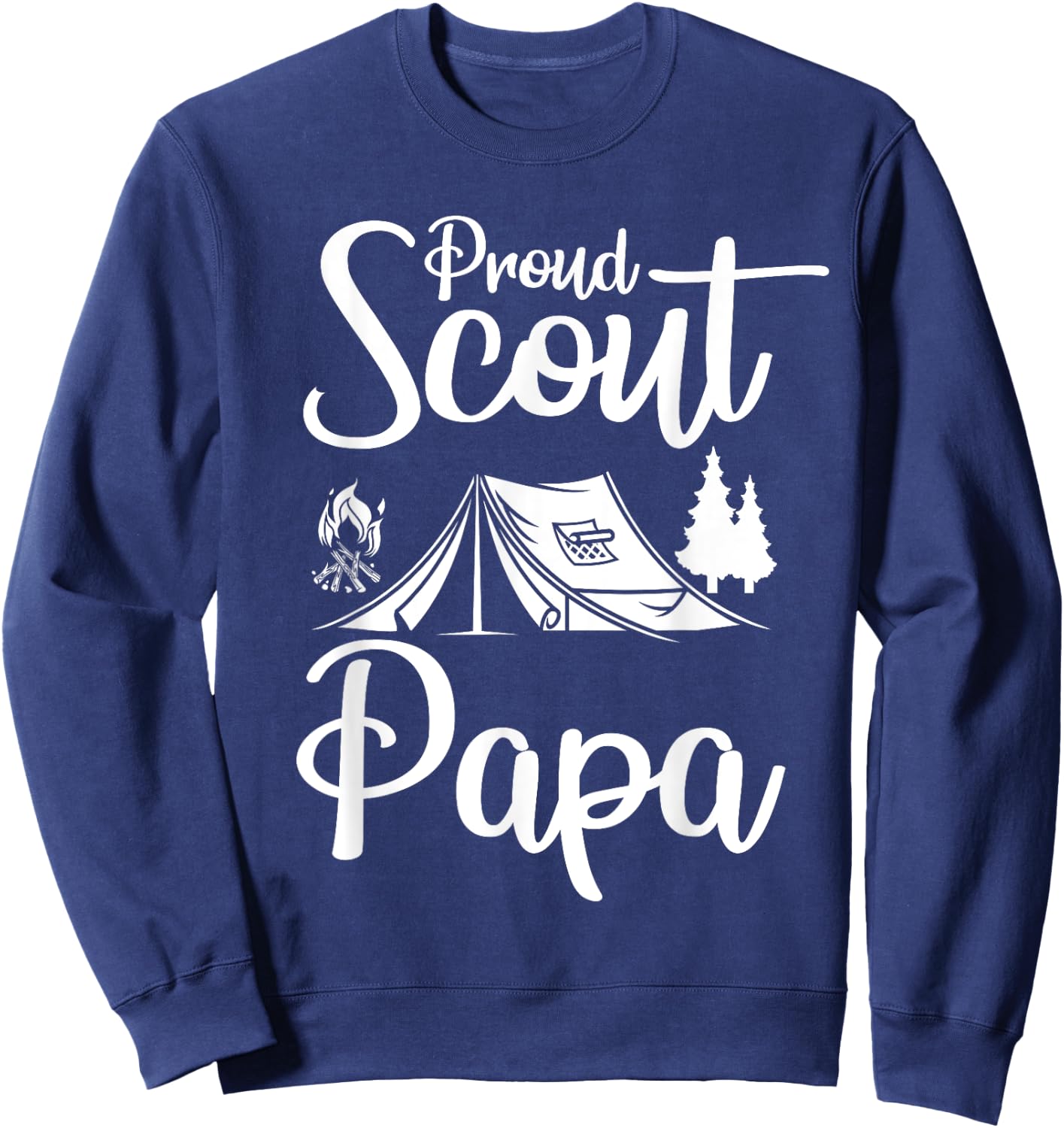 Proud Scout Papa Camping Scouting Tent Scout Dad Leader Sweatshirt - Sweatshirt | Navy