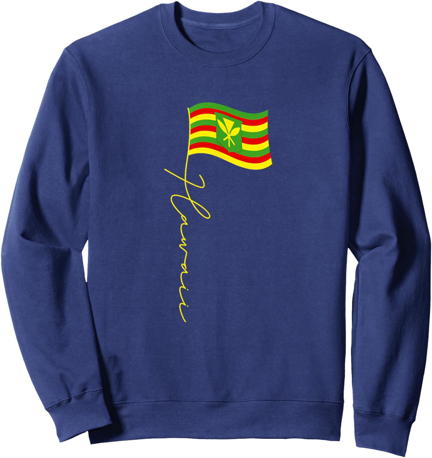 Hawaii Kanaka Maoli Signature Flag Pole - Hawaiian Flag Sweatshirt - Sweatshirt | Navy