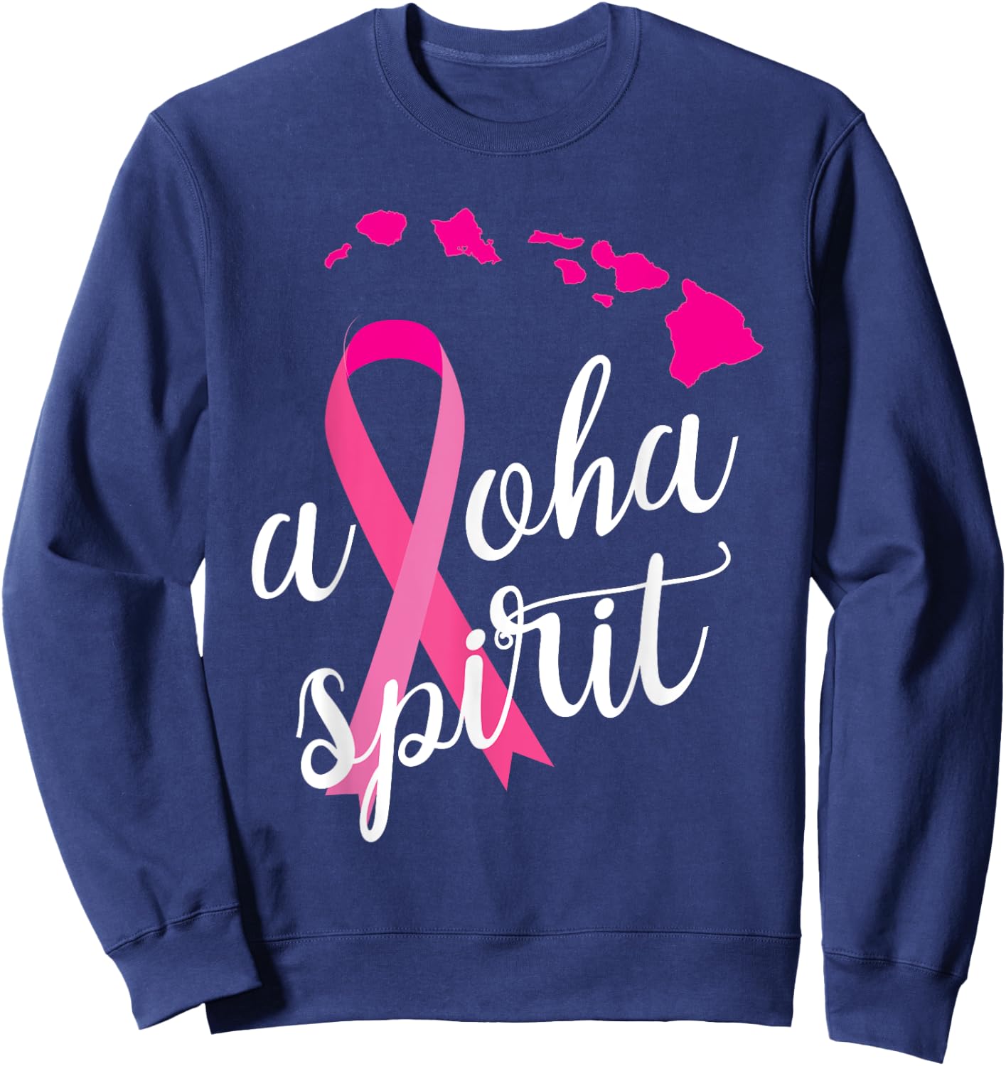 Aloha Spirit Breast Cancer Awareness Hawaii islands Sweatshirt - Sweatshirt | Navy