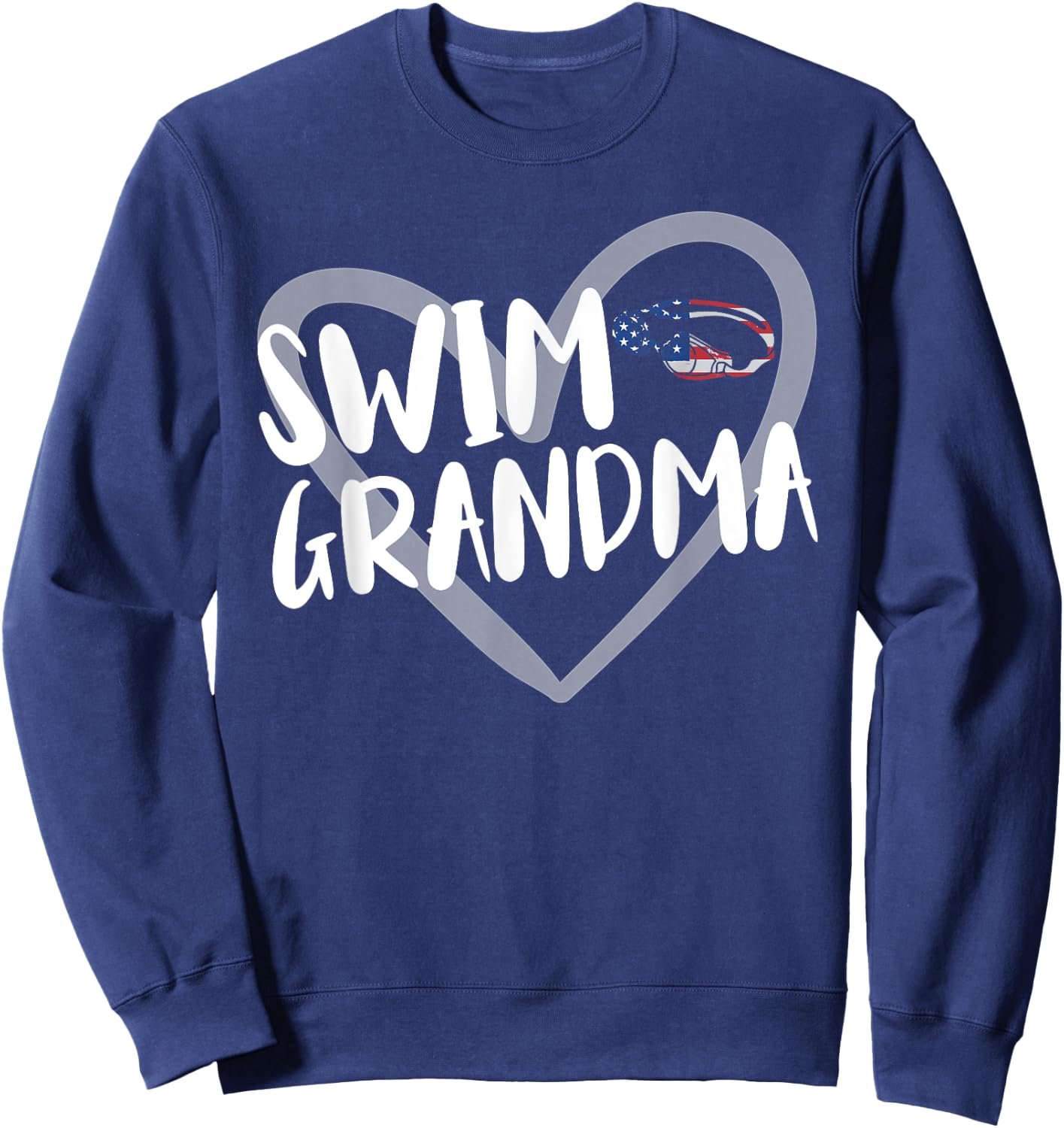 Funny Swimming Swim Grandma USA Flag Sweatshirt - Sweatshirt | Navy