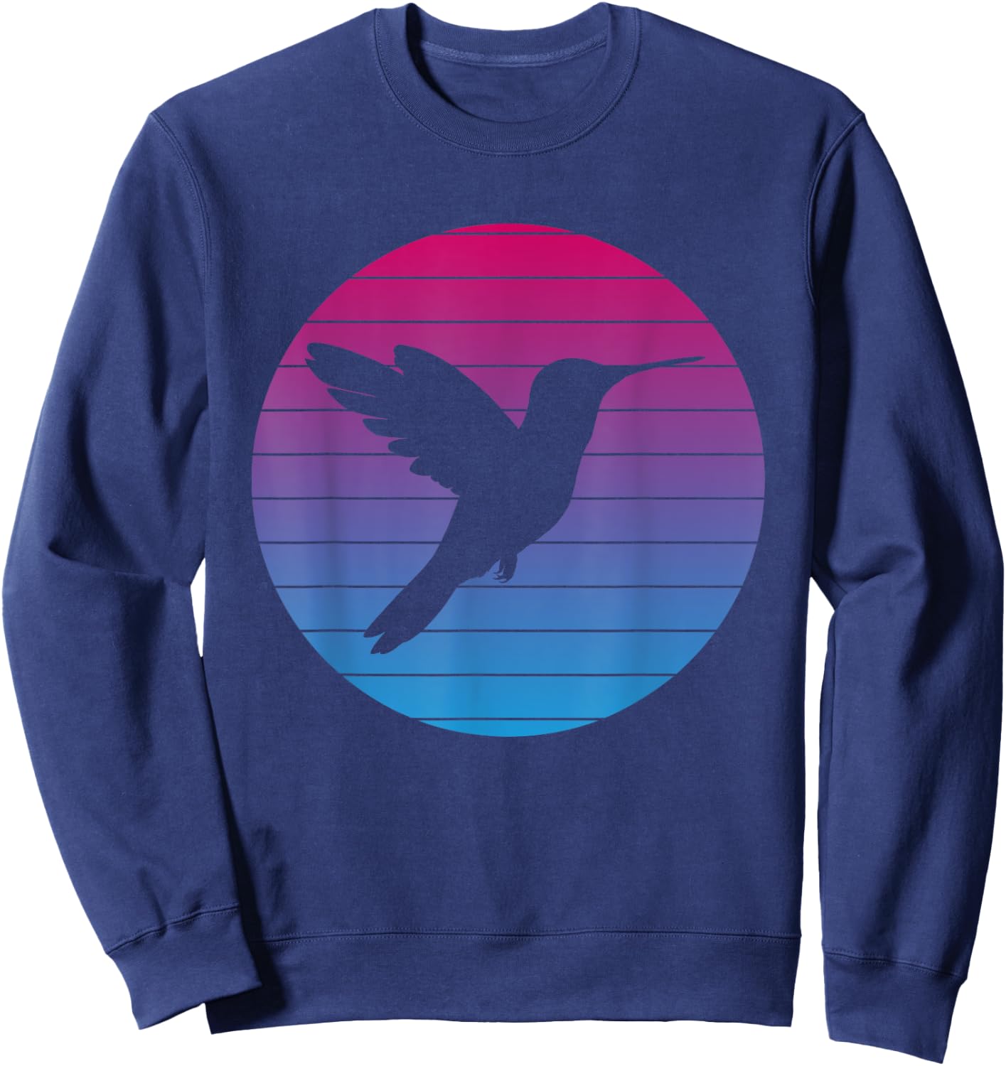 Hummingbird Bird Vintage Bird Design Vintage Sunset Sweatshirt - Sweatshirt | Navy