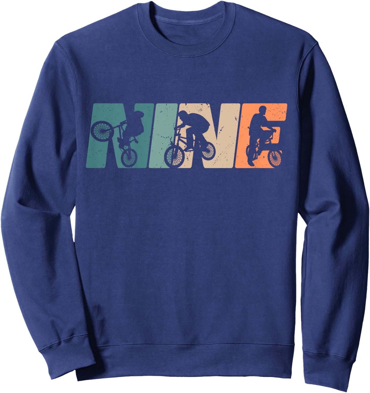 Kids 9 Year Old BMX Rider Birthday Party Boys Dirt Biking 9th Sweatshirt - Sweatshirt | Navy