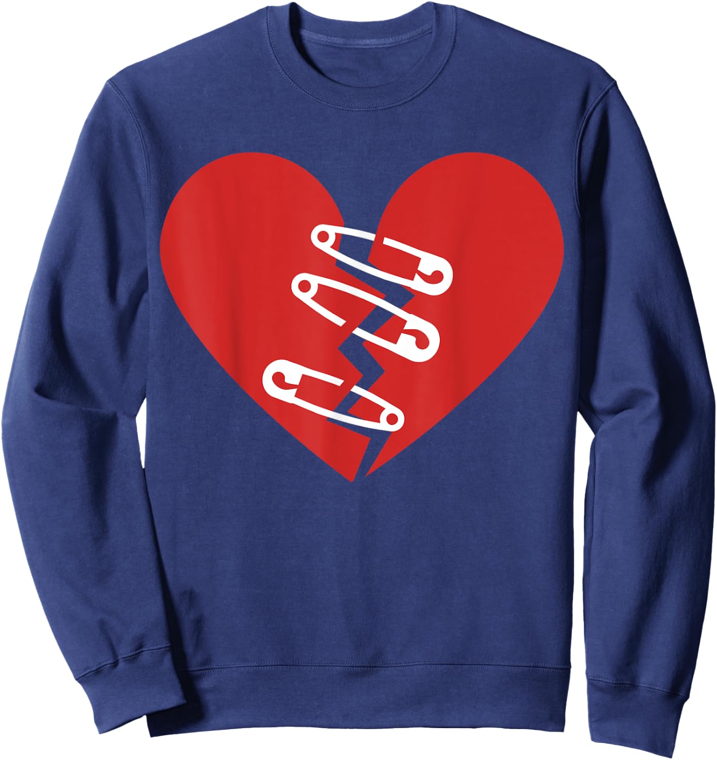 Broken Heart and Safety Pins Heartbreak For Funny Women's Sweatshirt - Sweatshirt | Navy