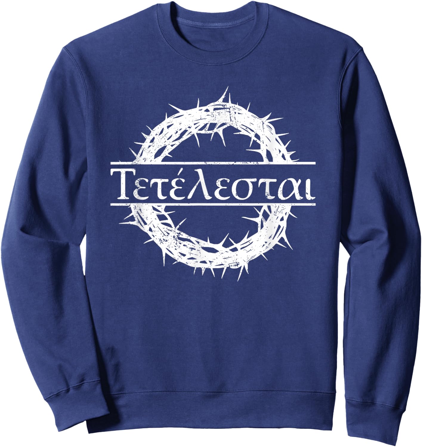 Glaube an Jesus Bibel Gott Christliche Zitate Tetelestai Greek Bible Quote "Es ist vollbracht Jesus" -Adults Black Cotton, Polyester Short Sleeve Sweatshirt - Sweatshirt | Navy