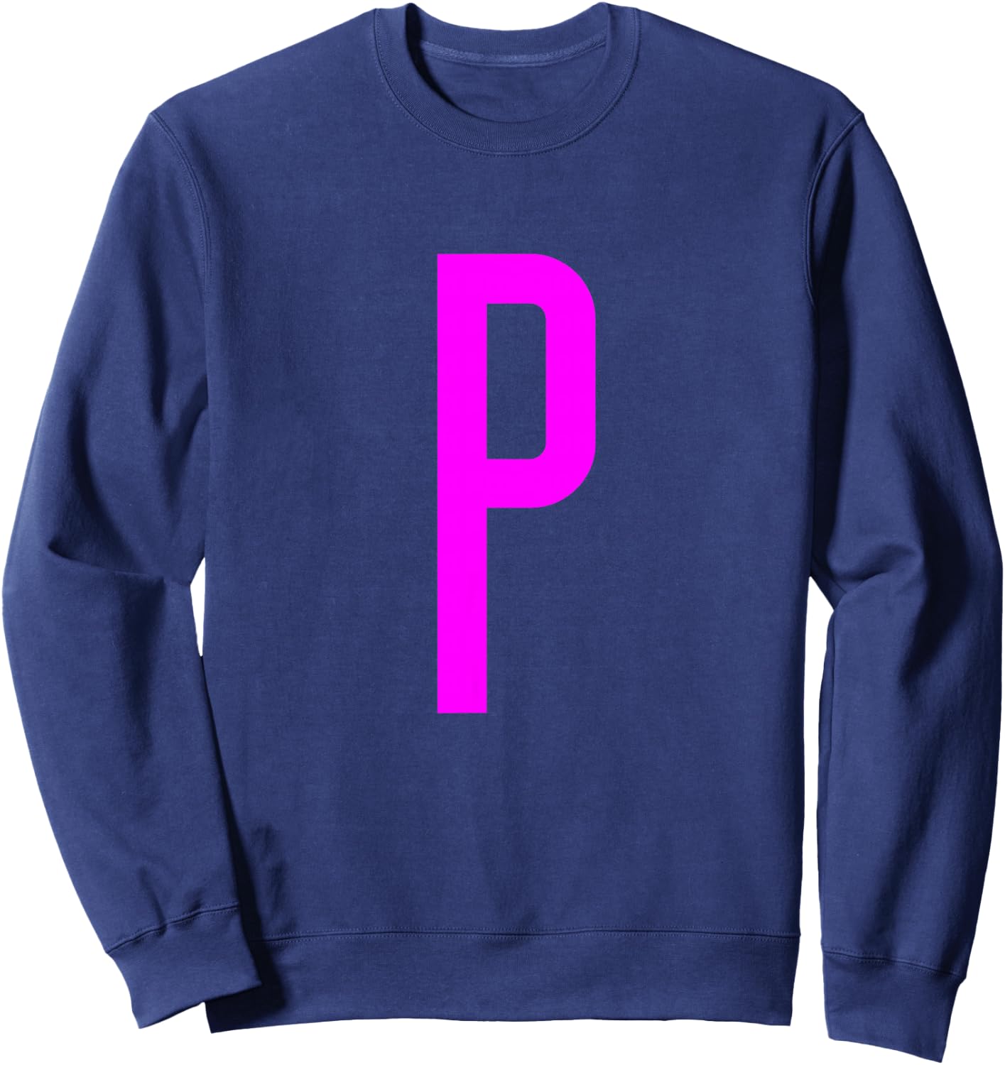 Letter P Magenta Initial Monogram Sweatshirt - Sweatshirt | Navy