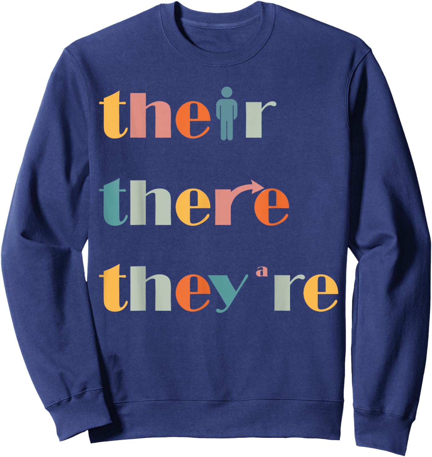 Their There They're English Teacher Grammar Explanation Men Women Sweatshirt - Sweatshirt | Navy