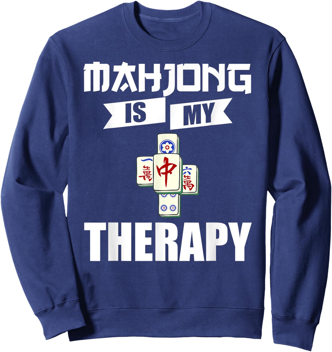 Mahjong Game Table Tiles Cards Chinese Player Sweatshirt - Sweatshirt | Navy