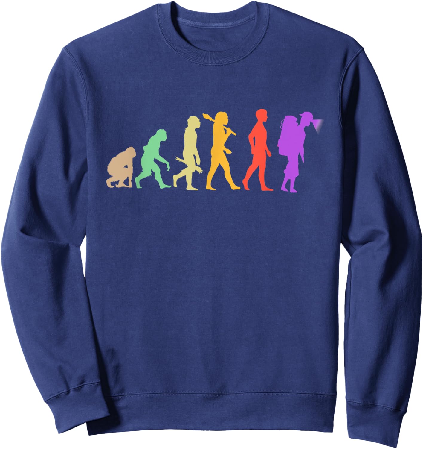 Human Evolution Cave Hiking Spelunking Caving Caver Sweatshirt - Sweatshirt | Navy