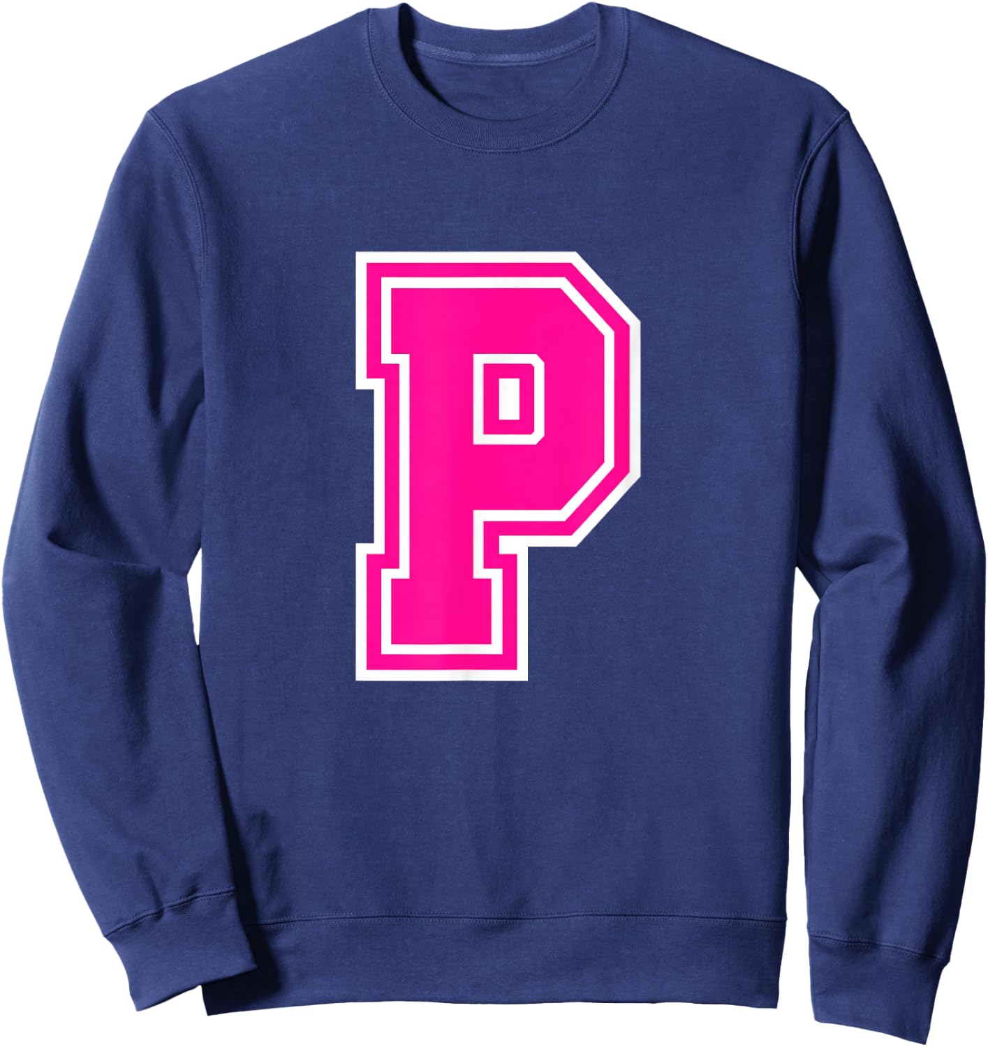 Letter P Pink Monogram Initial Sweatshirt - Sweatshirt | Navy