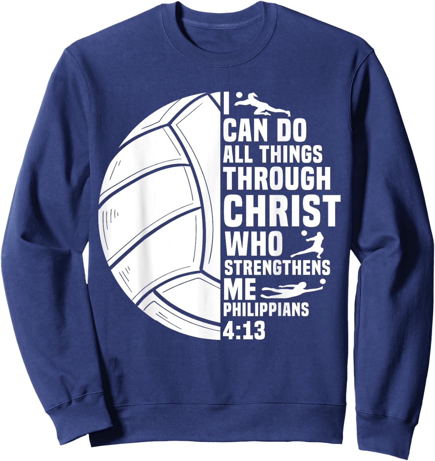 Funny Volleyball Christian Design Women Boys Girls Sweatshirt - Sweatshirt | Navy