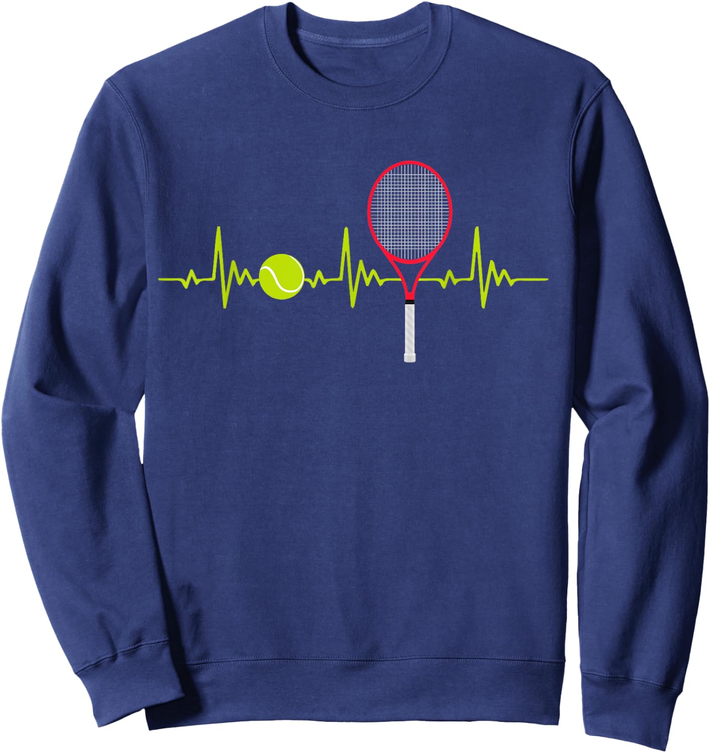 Tennis Player Retro Sport Racket Tennis Ball Heartbeat Sweatshirt - Sweatshirt | Navy