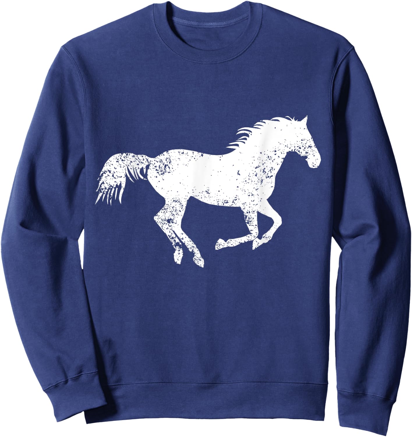 Equestrian Distressed Horse Print - Vintage Horse Sweatshirt - Sweatshirt | Navy