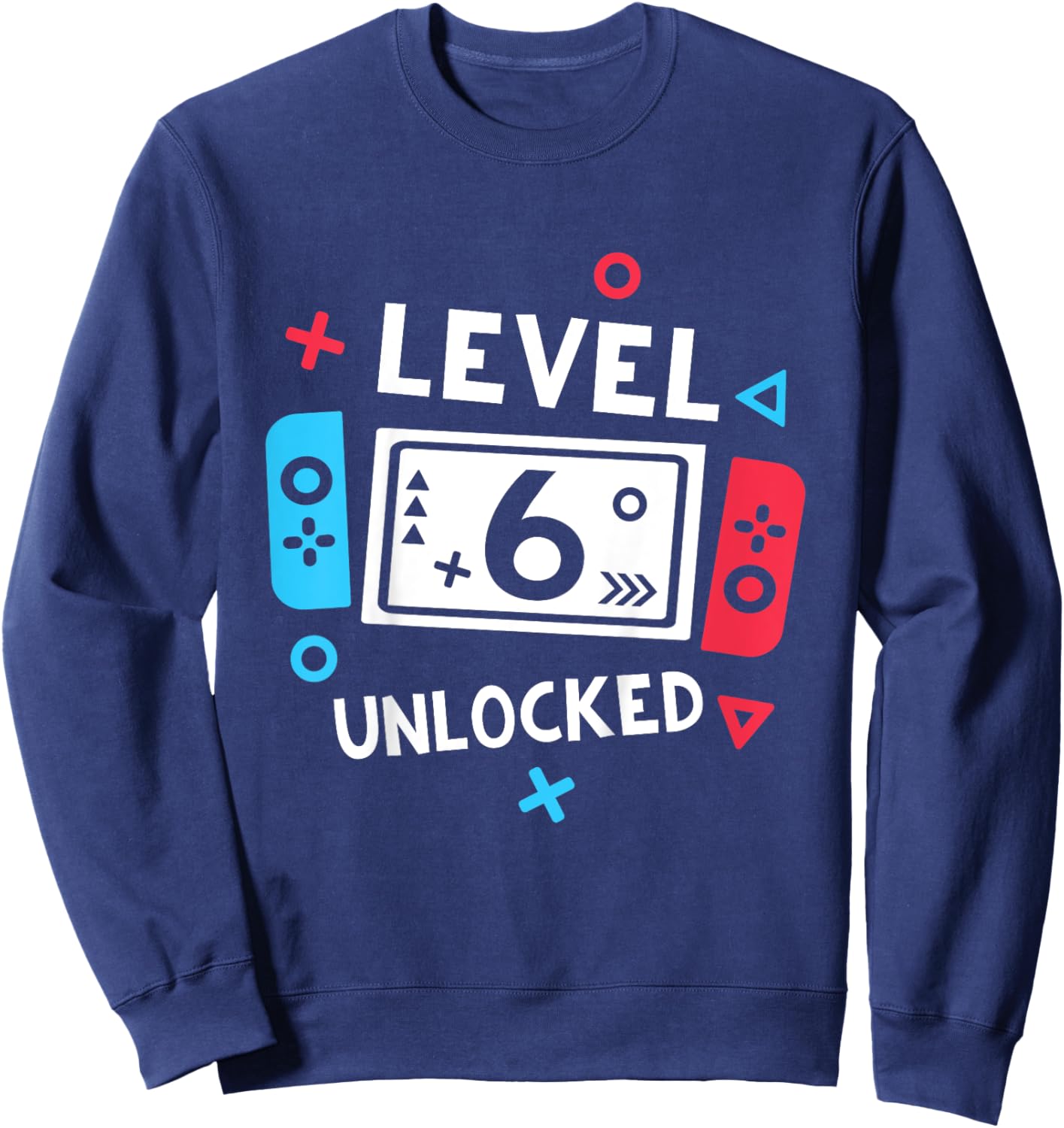 Kids 6th Birthday Shirt Boy Level 6 Unlocked Video Game Party Sweatshirt - Sweatshirt | Navy