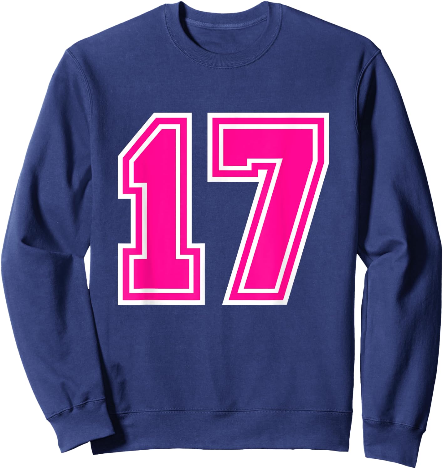 Number #17 Sport Pink Number Sweatshirt - Sweatshirt | Navy