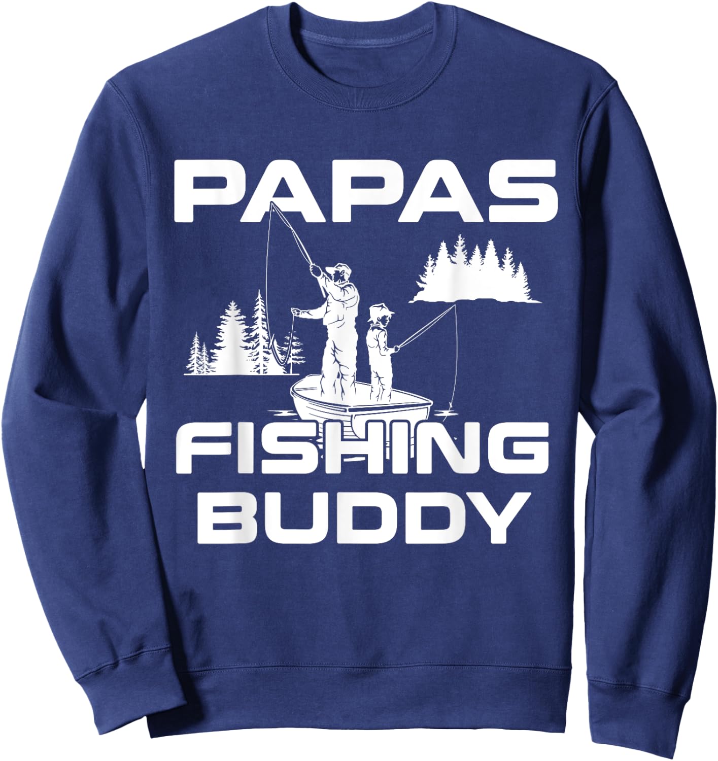Papas Fishing Buddy Papa Fishing Youth Kids Girls Boys Sweatshirt - Sweatshirt | Navy