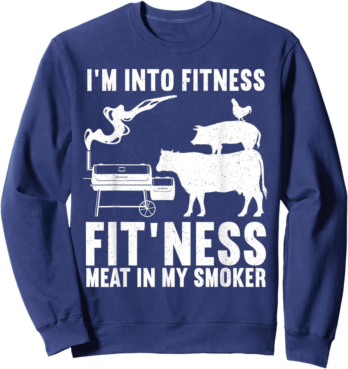 Funny BBQ Meat Smoking Art Women Barbeque Griller Sweatshirt - Sweatshirt | Navy