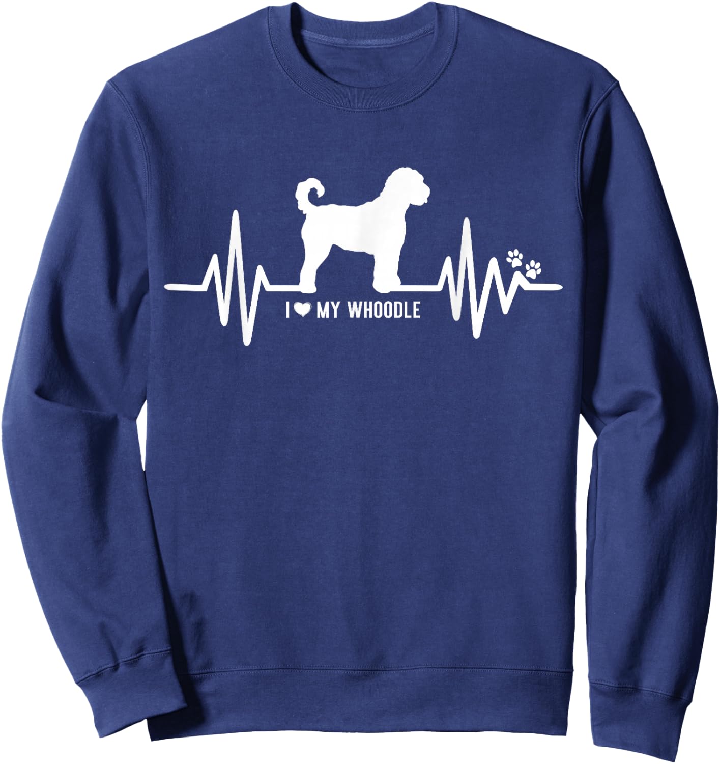 Whoodle Heart Beat EKG Pulse Design For Dog Lovers Men Women Girls Kids Sweatshirt - Sweatshirt | Navy