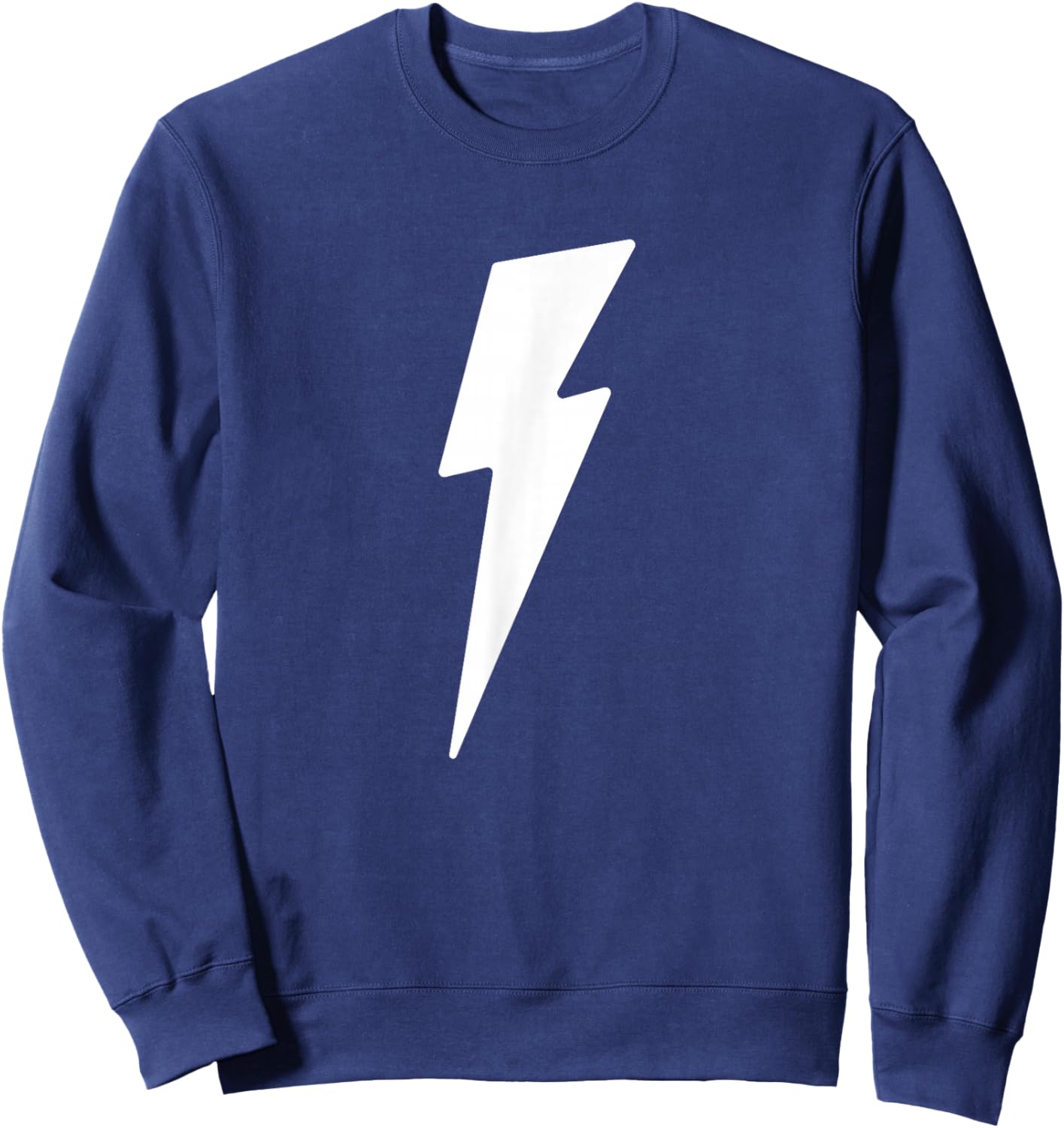 Simple Lightning Bolt in White | Thunder Bolt Graphic Sweatshirt - Sweatshirt | Navy