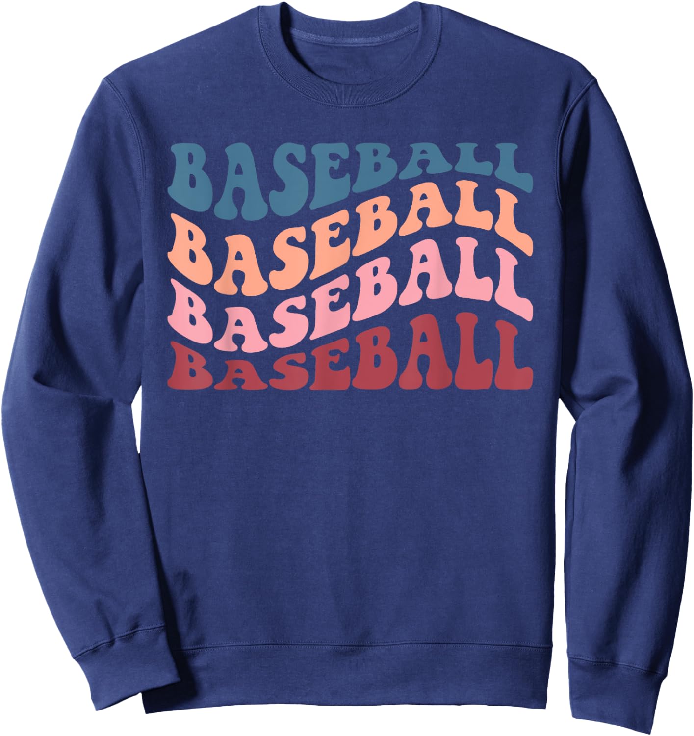 Retro Groovy Baseball Sweatshirt - Sweatshirt | Navy