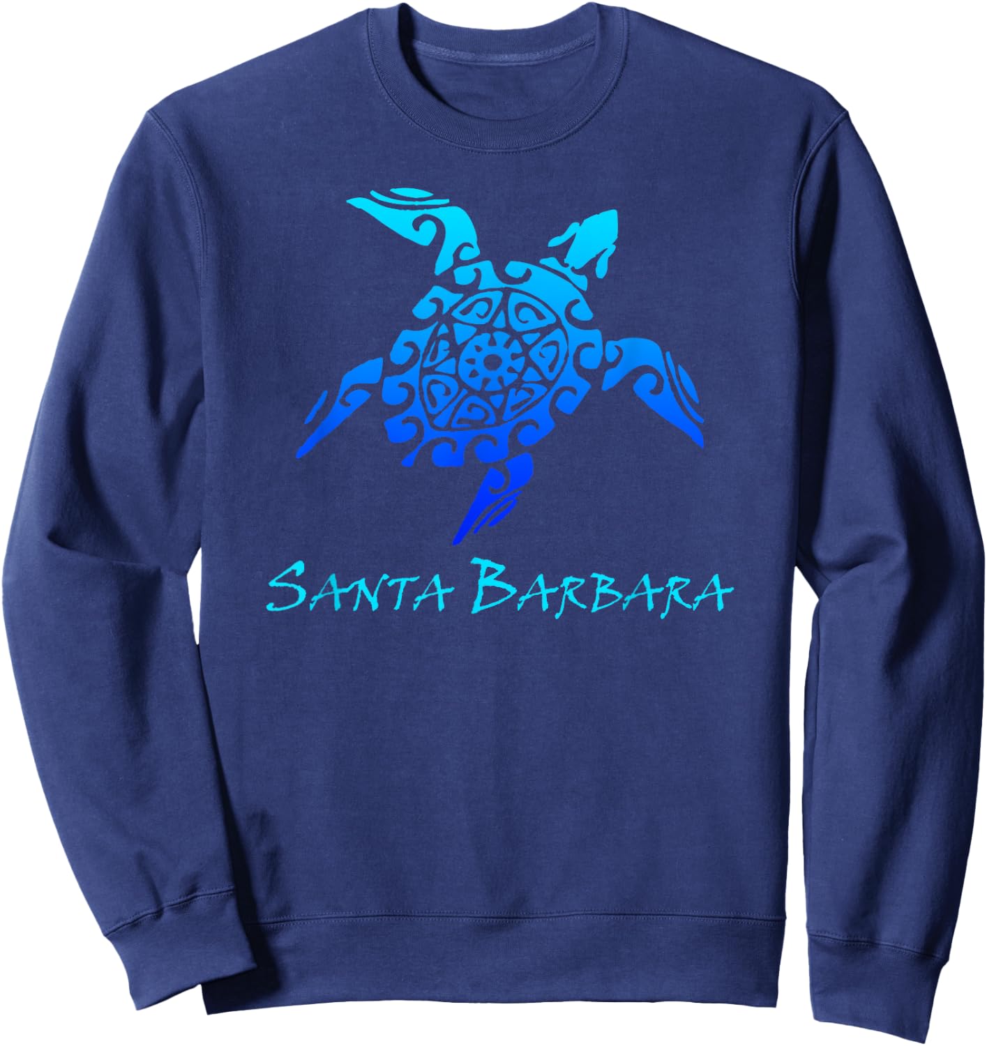 Santa Barbara, California Vintage Retro Tribal Sea Turtle Sweatshirt - Sweatshirt | Navy