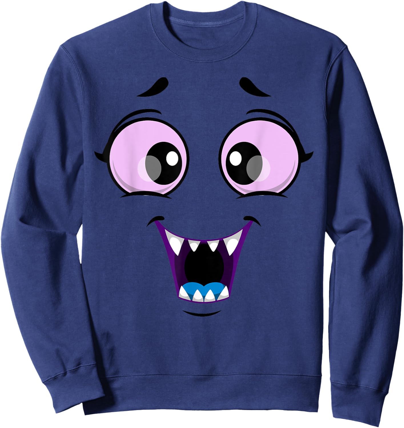 Cute Monster Face Halloween Funny Halloween Kids Adults Sweatshirt - Sweatshirt | Navy