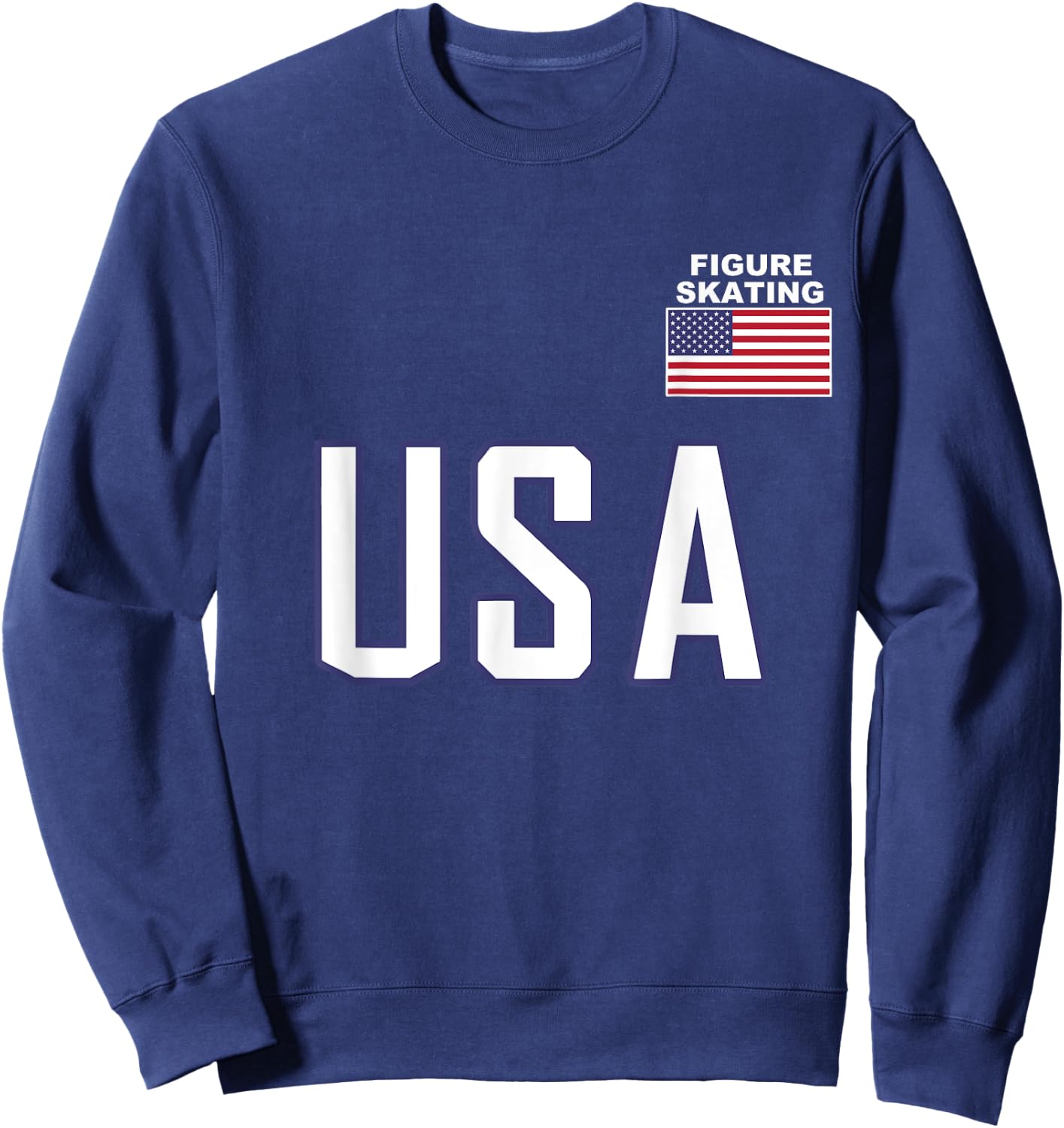USA Flag Figure Skating Ice Skating Equipment Girl Sweatshirt - Sweatshirt | Navy