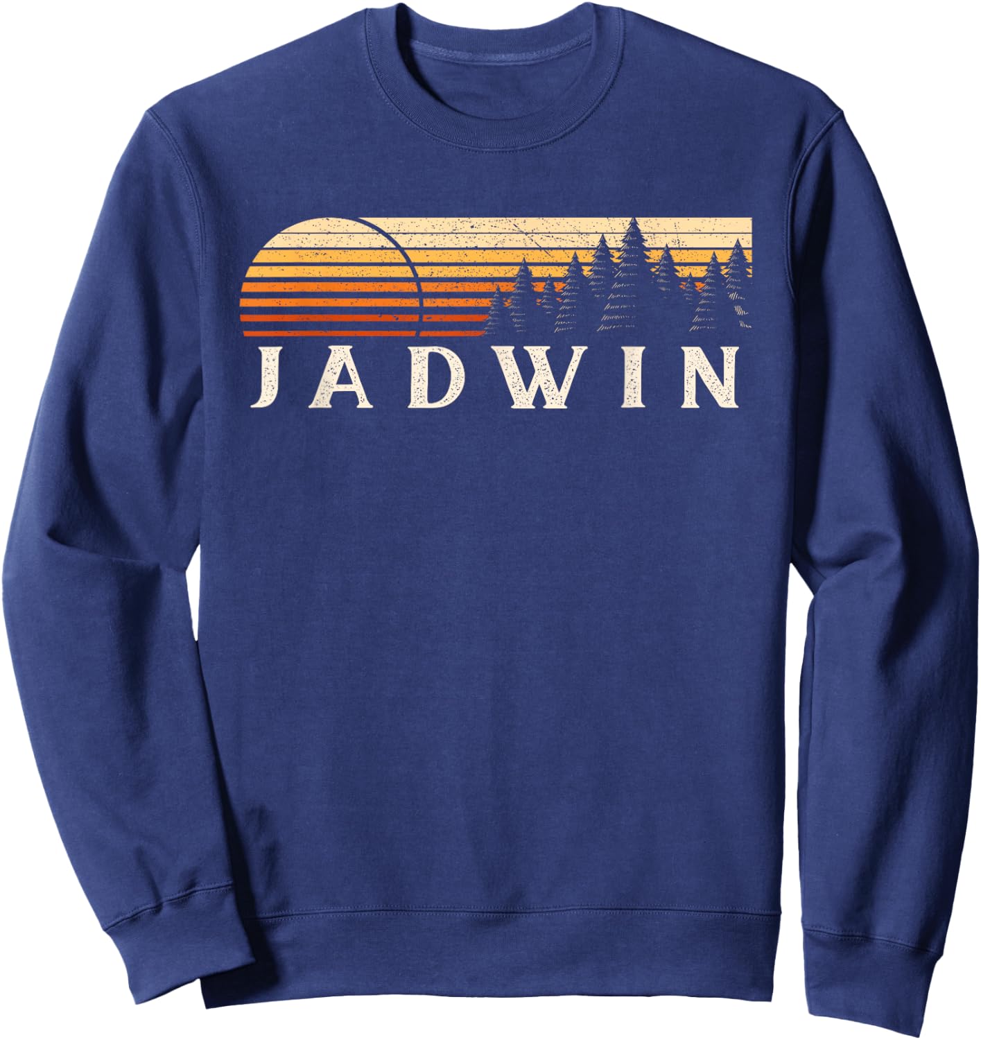 Jadwin, MO Vintage Evergreen Sunset Eighties Retro Sweatshirt - Sweatshirt | Navy