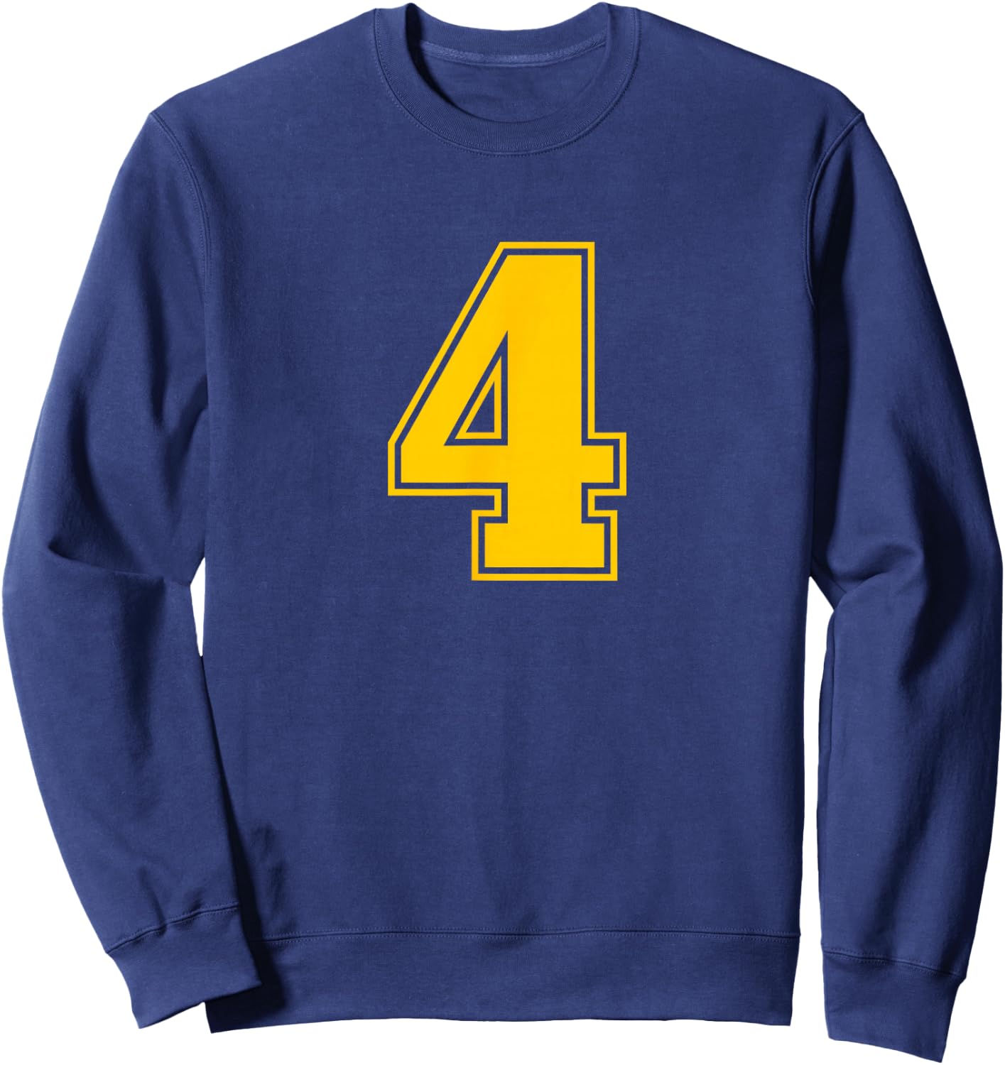 Yellow Sports Team Number #4 Sweatshirt - Sweatshirt | Navy