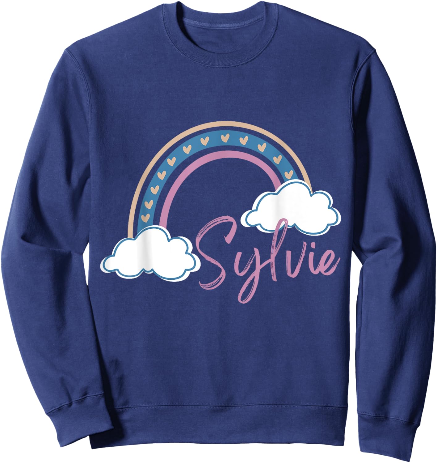 Sylvie Name tag Girl Boho Rainbow Pink Sylvie Rainbow Sweatshirt - Sweatshirt | Navy