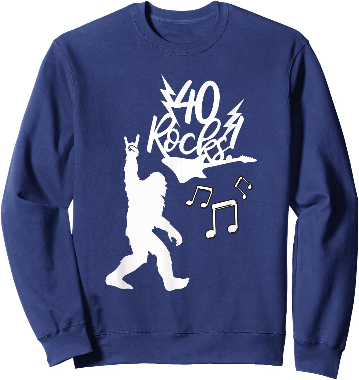 Rockin' Bigfoot 40th Birthday 40 Rock Hand Rock Music Fans Sweatshirt - Sweatshirt | Navy