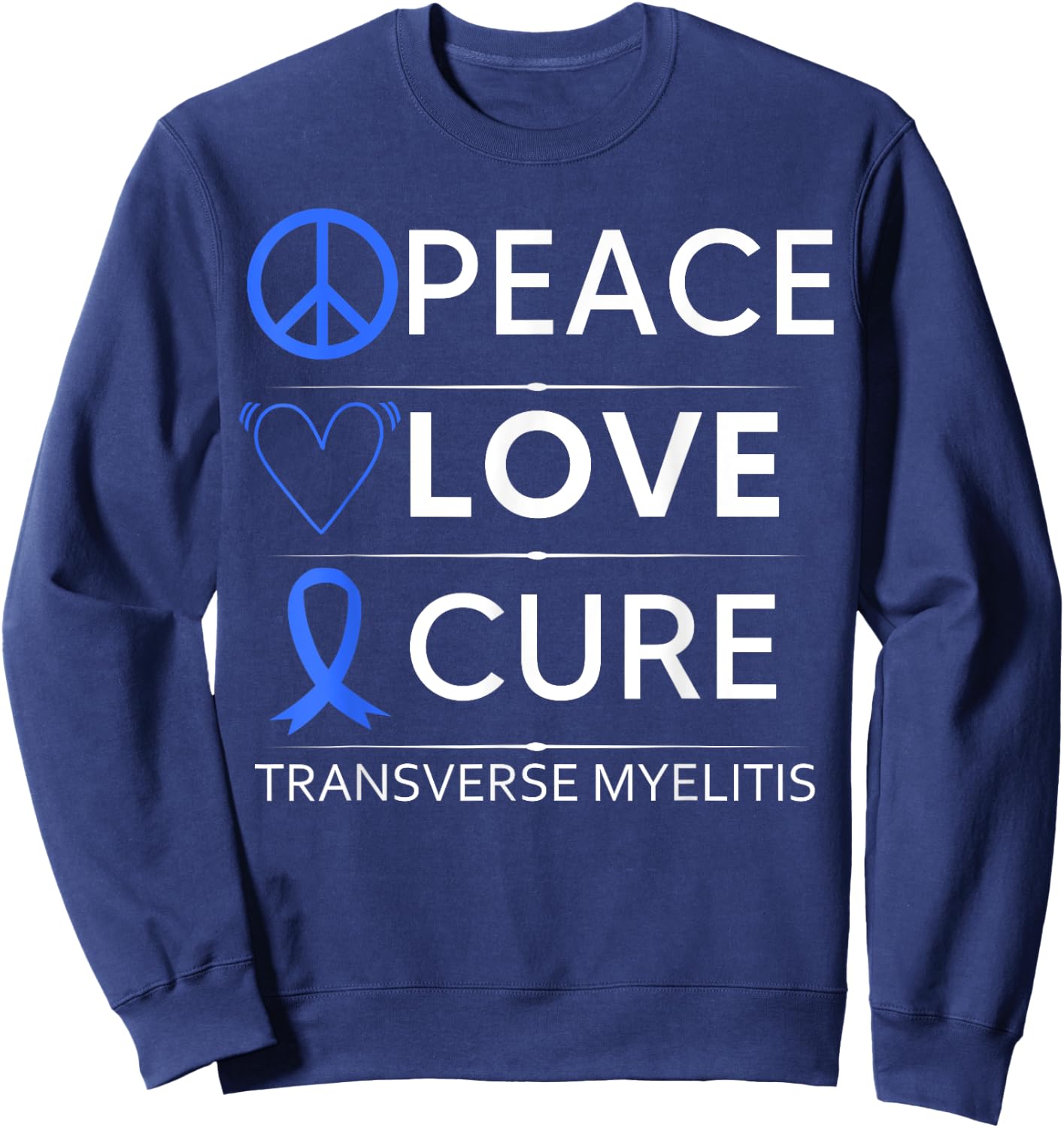Transverse Myelitis Awareness Spine Warrior Blue Ribbon Sweatshirt - Sweatshirt | Navy