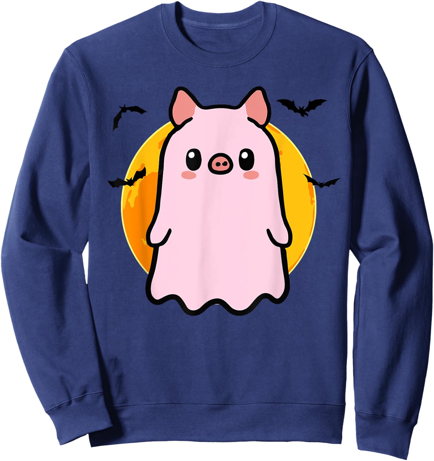 Cute Pig Ghost Kawaii Halloween Sweatshirt - Sweatshirt | Navy