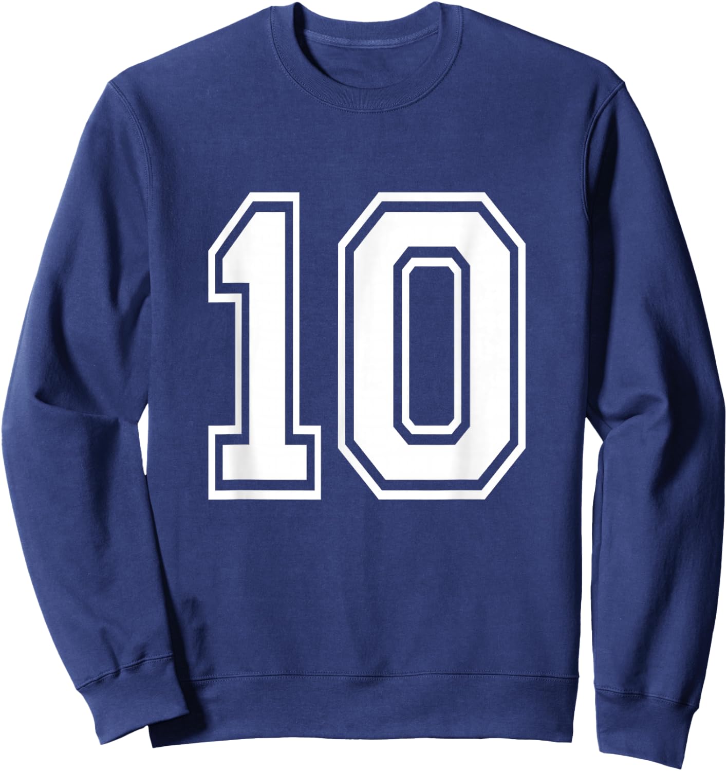 Number 10 Front + Back Varsity Sports Team 10th Birthday Sweatshirt - Sweatshirt | Navy