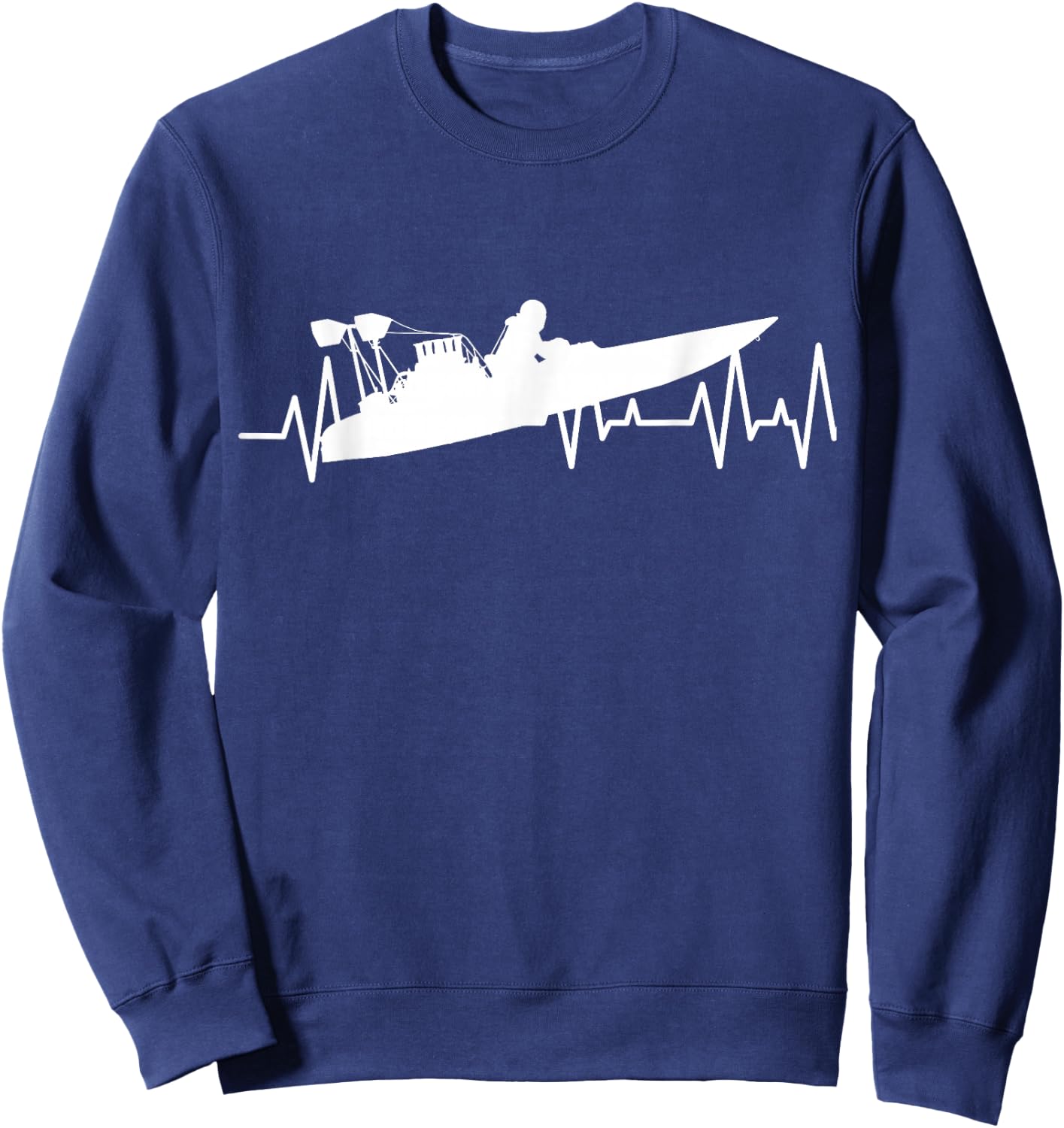 Drag Boat Racing Heartbeat ECG Drag Boat Racer Sweatshirt - Sweatshirt | Navy
