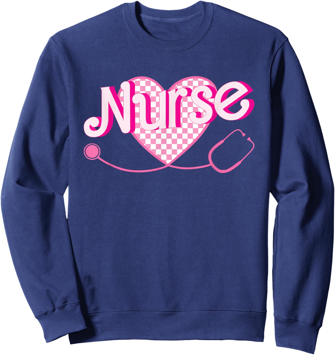 Nurse School Nursing Groovy Nurse Retro Pink Nurse Sweatshirt - Sweatshirt | Navy