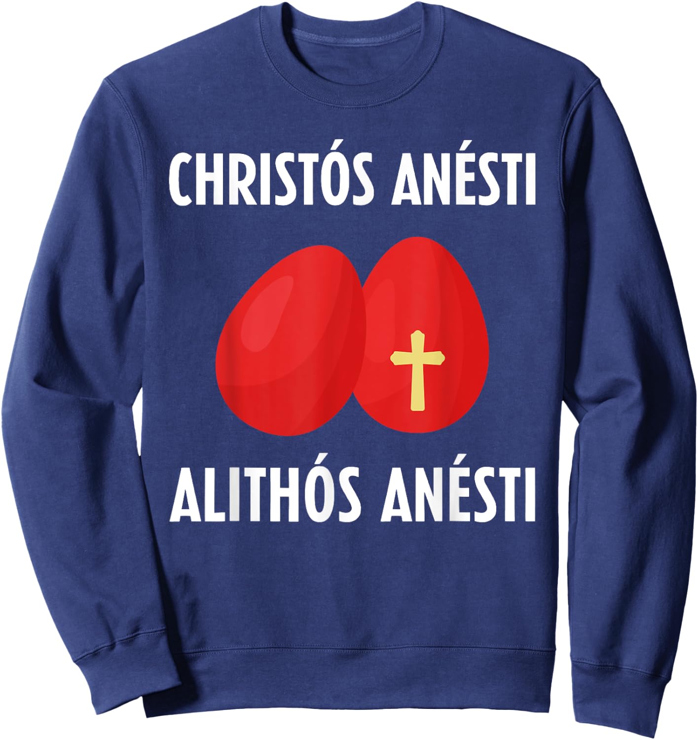 Greek Easter Tsougrisma Red Egg Tapping Game Sweatshirt - Sweatshirt | Navy