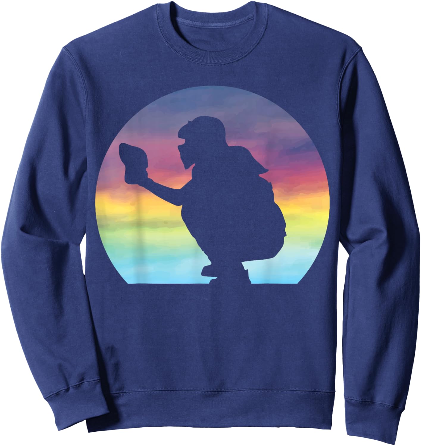 Women's Softball Catcher Silhouette Girls Softball Lover Sweatshirt - Sweatshirt | Navy