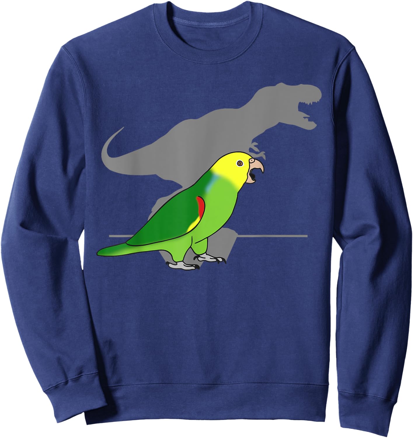 Double Yellow Headed Amazon T-rex Birb Memes Dinosaur Parrot Sweatshirt - Sweatshirt | Navy