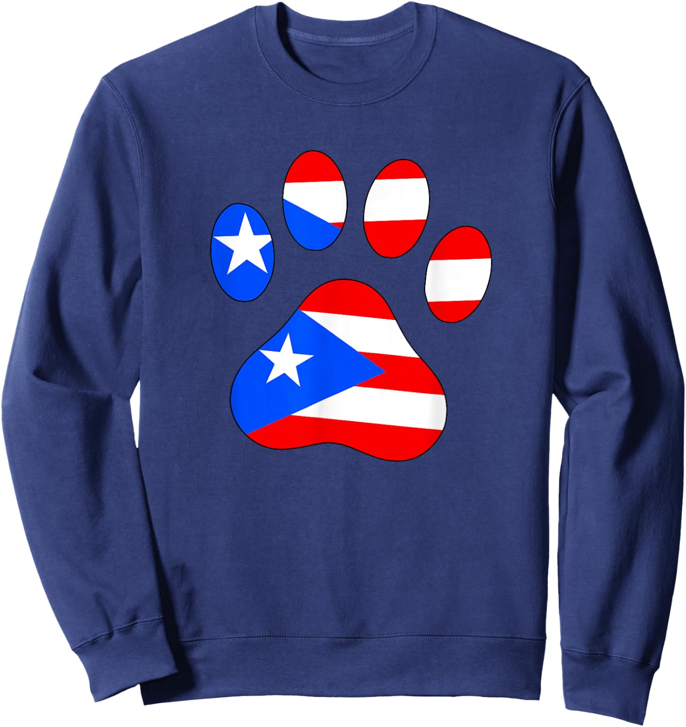 Funny Dog Paw Puerto Rico PR Flag Puerto Rican Boricua Puppy Sweatshirt - Sweatshirt | Navy