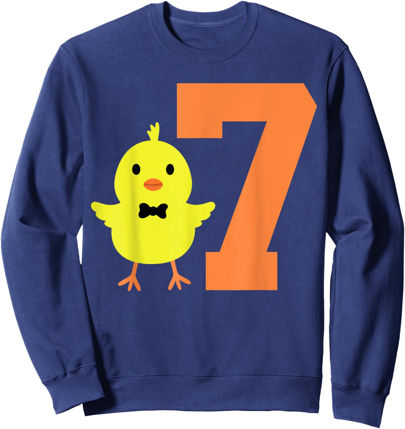 Kids 7th Birthday Chicken Themed Cute 7 Year Old Boys Chick Sweatshirt - Sweatshirt | Navy