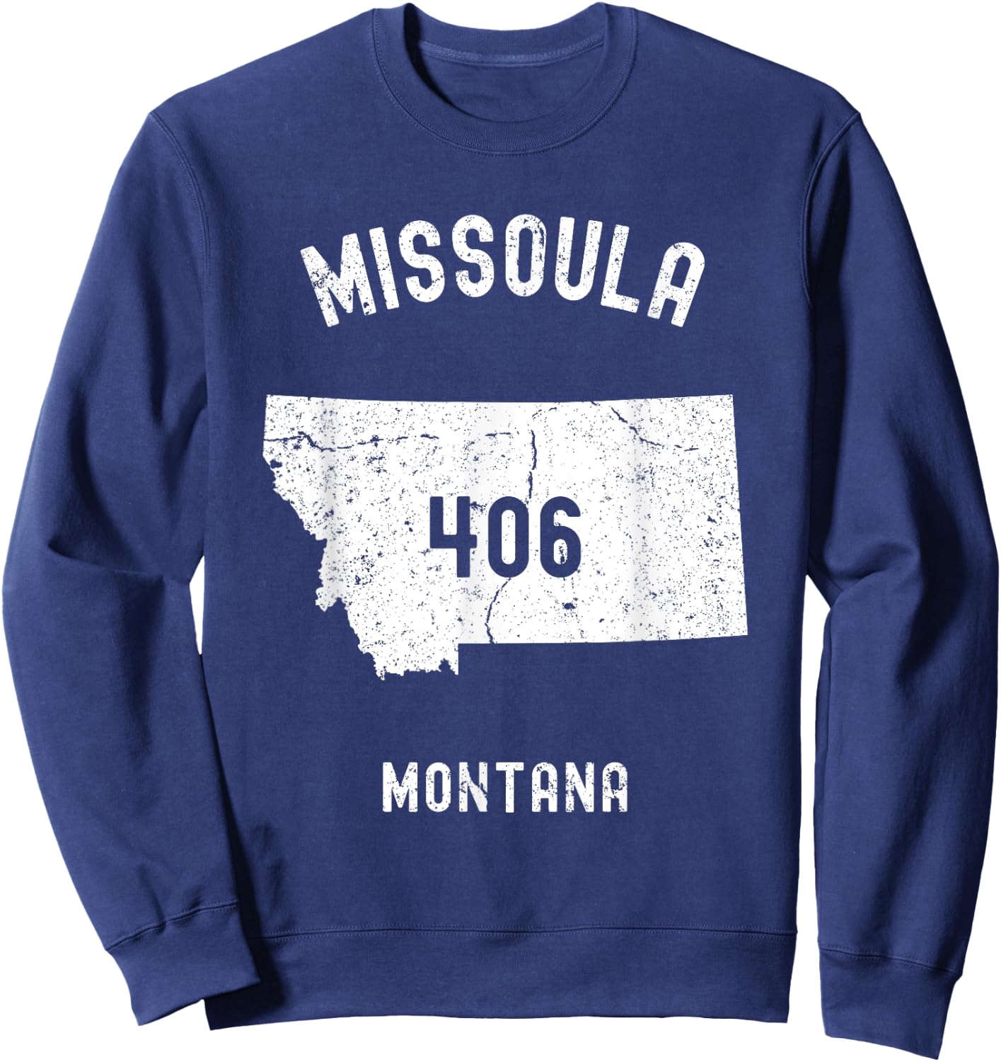 Missoula Montana MT 406 Vintage Athletic Style Sweatshirt - Sweatshirt | Navy