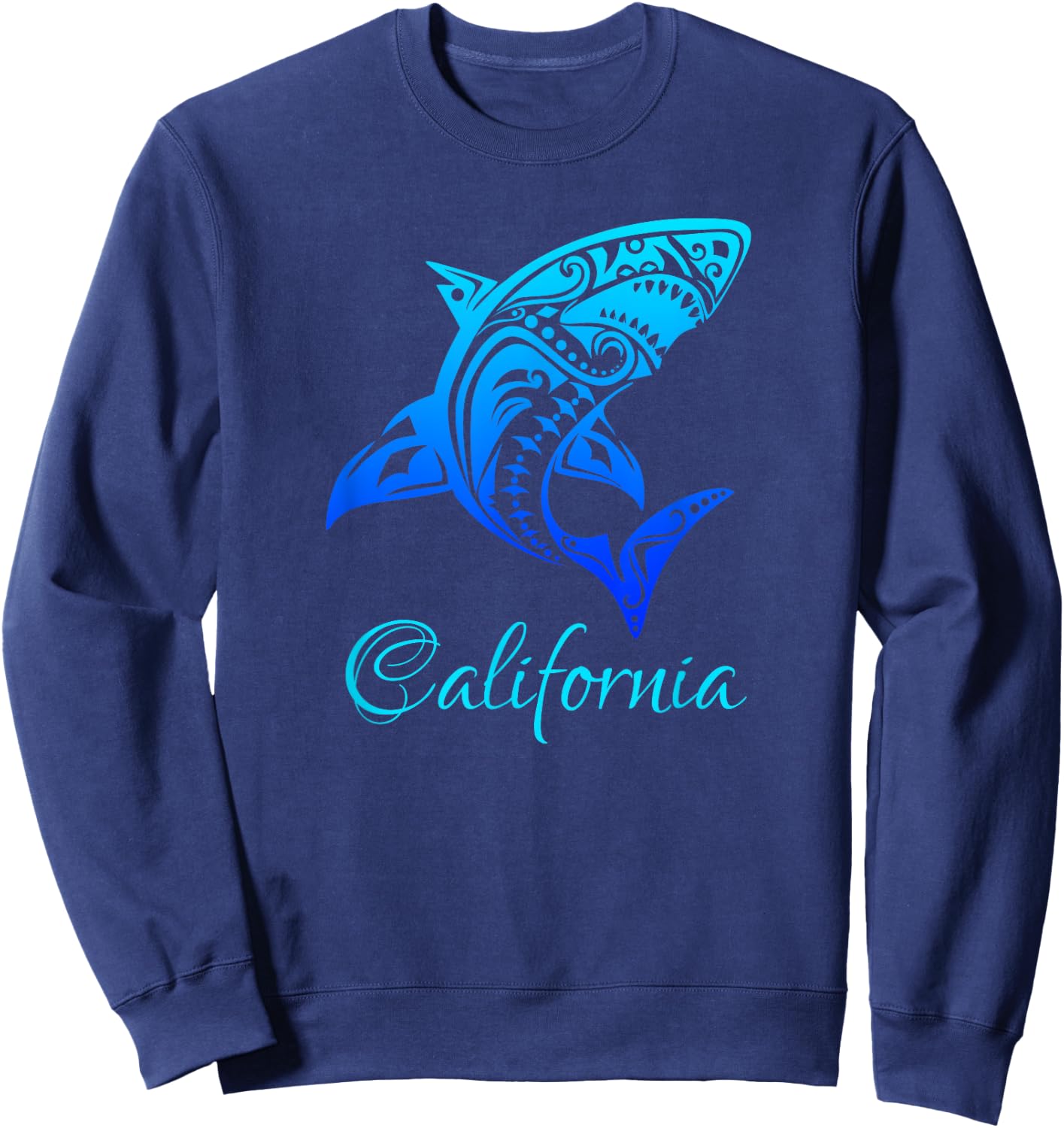 California Vacation Vintage Retro Shark Sweatshirt - Sweatshirt | Navy