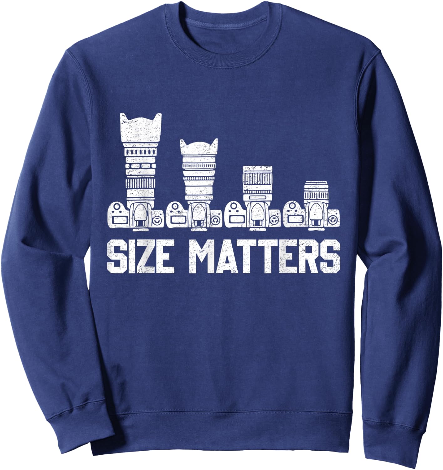 Retro Photography Camera Lens Size Matters Photographer Sweatshirt - Sweatshirt | Navy