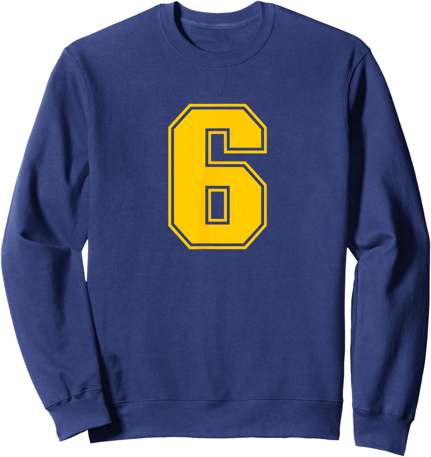 Yellow Sports Team Number #6 Sweatshirt - Sweatshirt | Navy