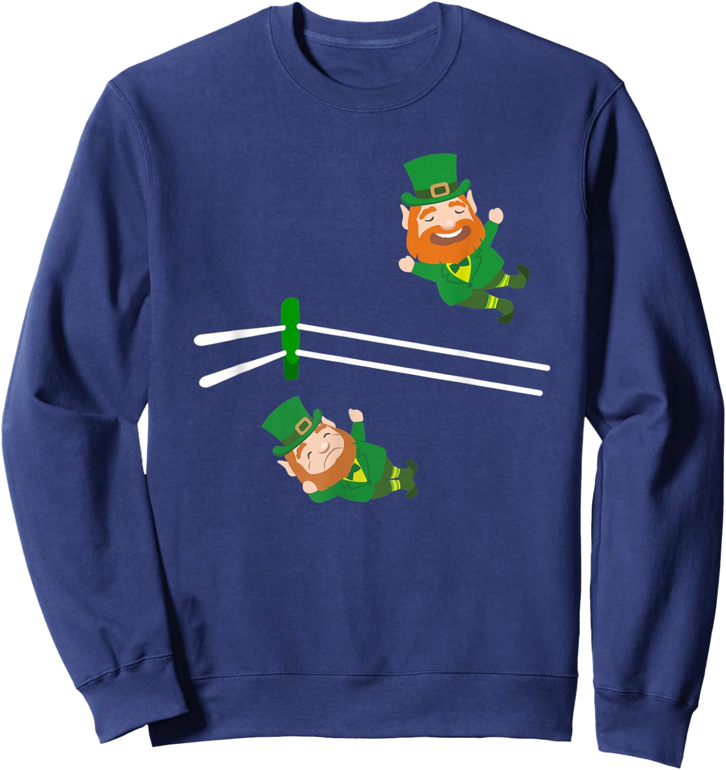 Funny Leprechaun Wrestling St Patricks Day Sweatshirt - Sweatshirt | Navy