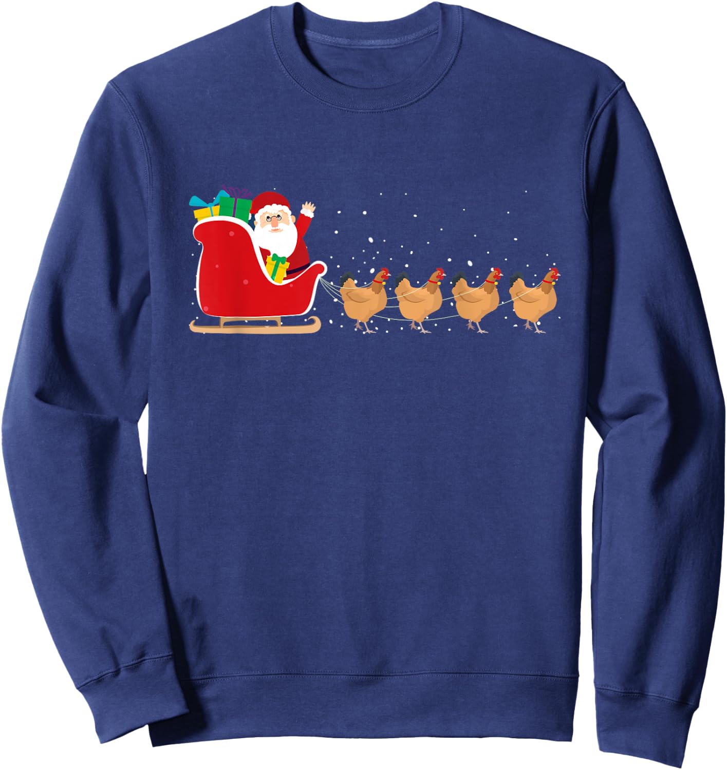 Chicken Santa Christmas Sleigh - Funny Chicken Xmas Sweatshirt - Sweatshirt | Navy