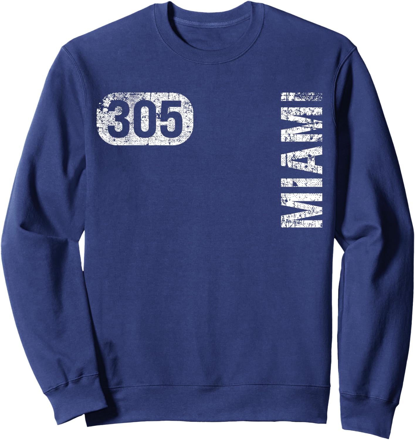 Miami Florida 305 Area Code Vintage Retro Sweatshirt - Sweatshirt | Navy