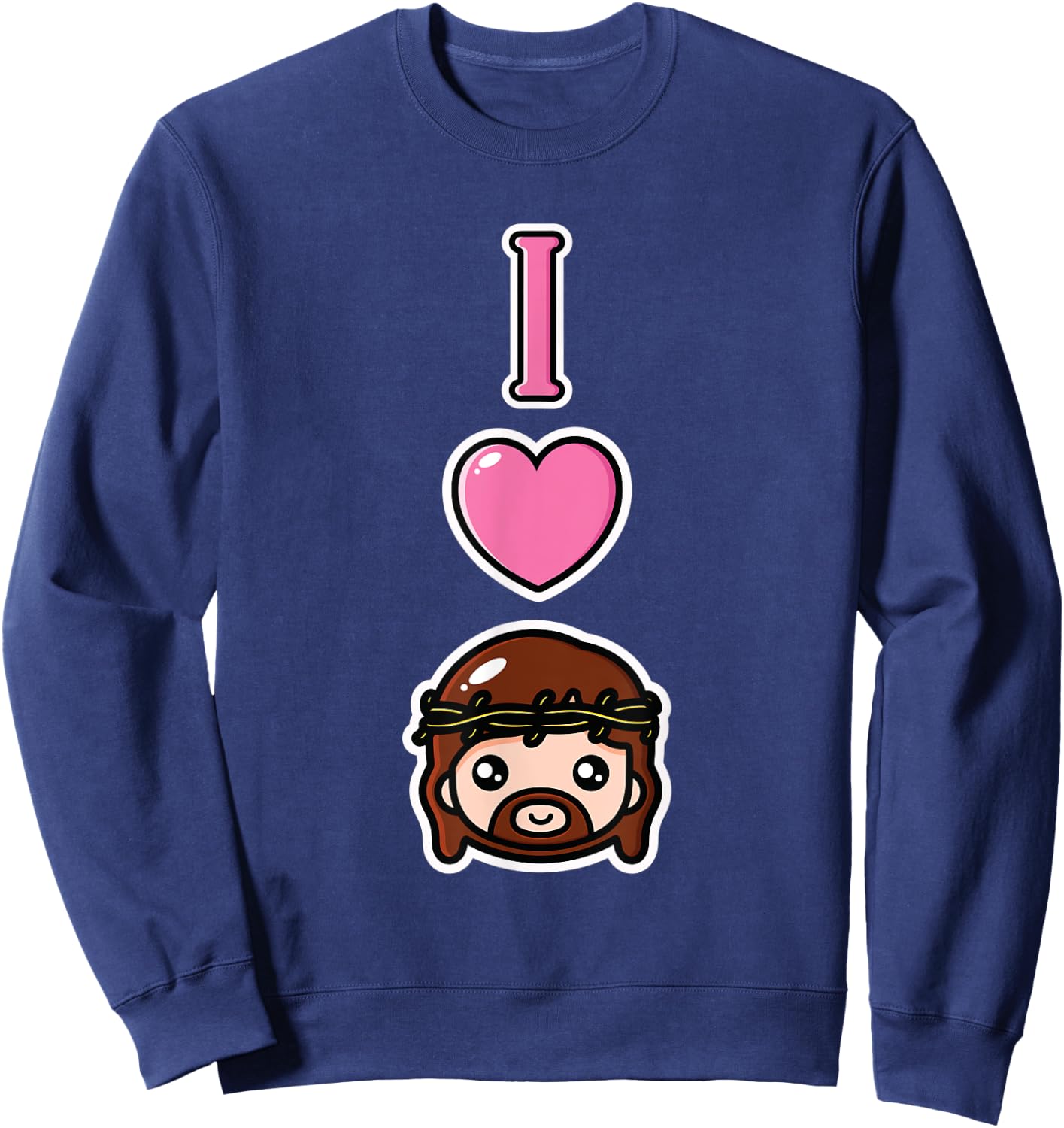 I Love Jesus Anime Style Pro Christian Religious Kids Girls Sweatshirt - Sweatshirt | Navy