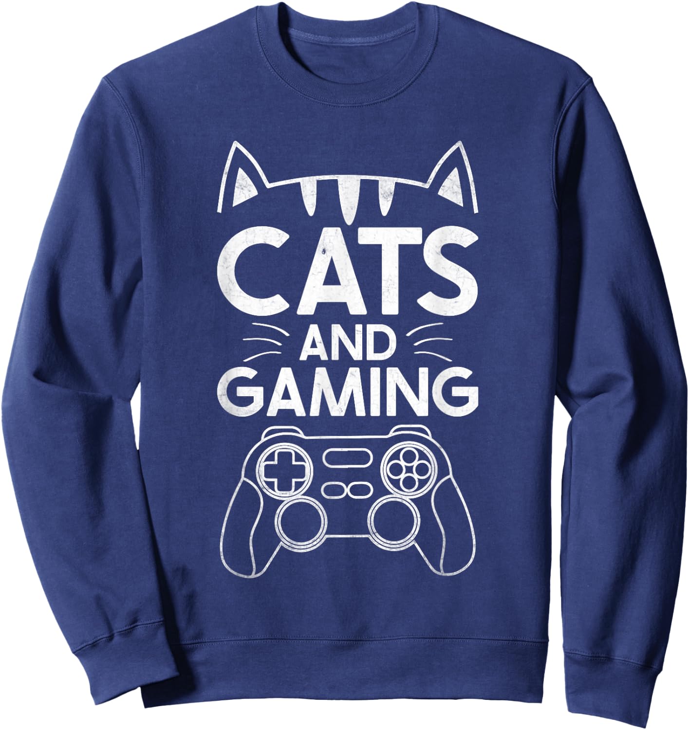 Cats and Gaming Funny Cat Lover Gaming Gift Gamer Small Sweatshirt - Sweatshirt | Navy